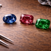 pietra preziosa osservata da vicino mentre si valuta la pietra giusta